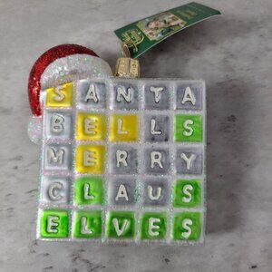 Old World Christmas Merry Words Blown Glass Holiday Ornament OWC With Tags
